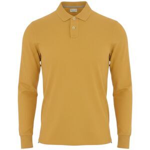 Brunello Cucinelli Men's Long Sleeve Cotton Pique Polo Shirt Yellow Large